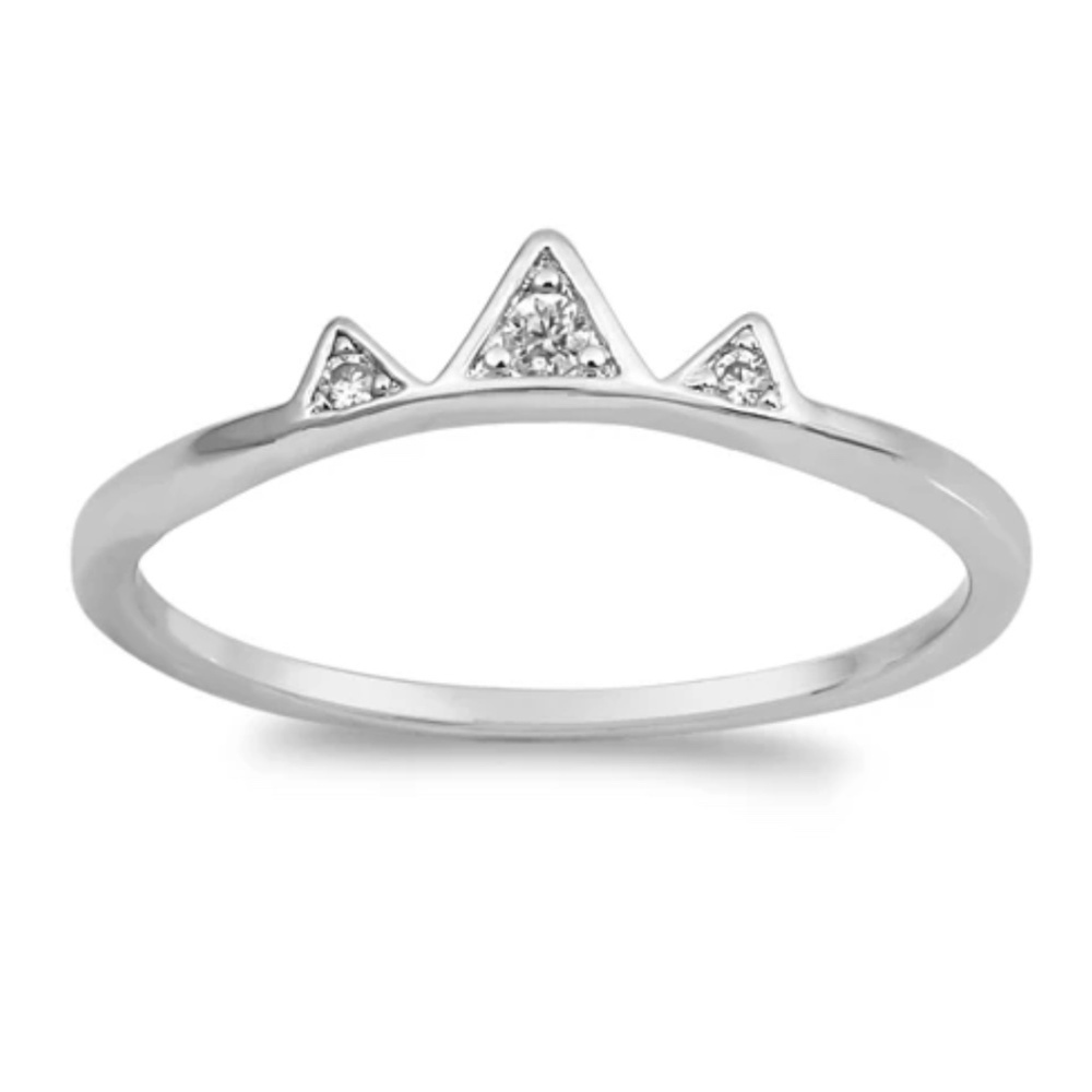 Sterling Silver CZ Ring – Crown Peaks Design (Size 8)